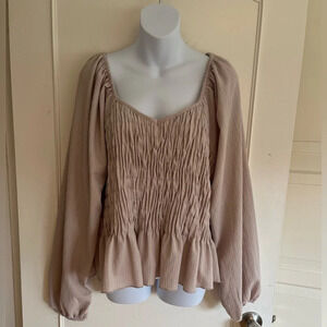 Arula for Xquisite You bohemian style, Long Sleeve Peplum Fitted Blouse, SZ 2X